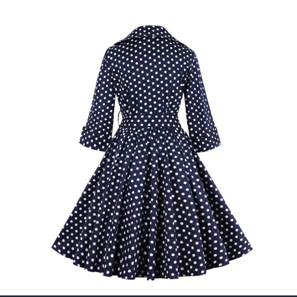 Blue polka dot vintage style dress - Picture 2 of 8